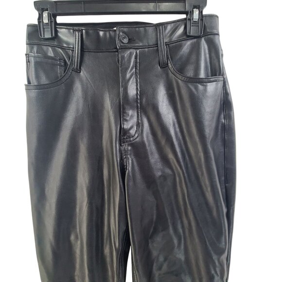 Abercombie & Fitch Pant Vegan Leather Ultra High-Rise Straight Leg Black Size 4 - Picture 5 of 9